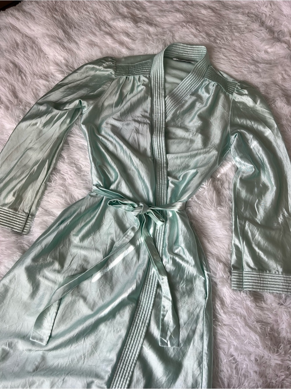 Vintage Luxury Old Hollywood Style Tom Bezduda For Barad&Co Aqua Mint Robe Sz S
